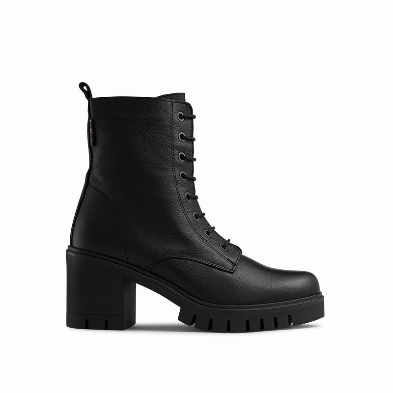 Russell & Bromley Combat Hi Heeled Combat Boots Womens Black [GQR9696KR]